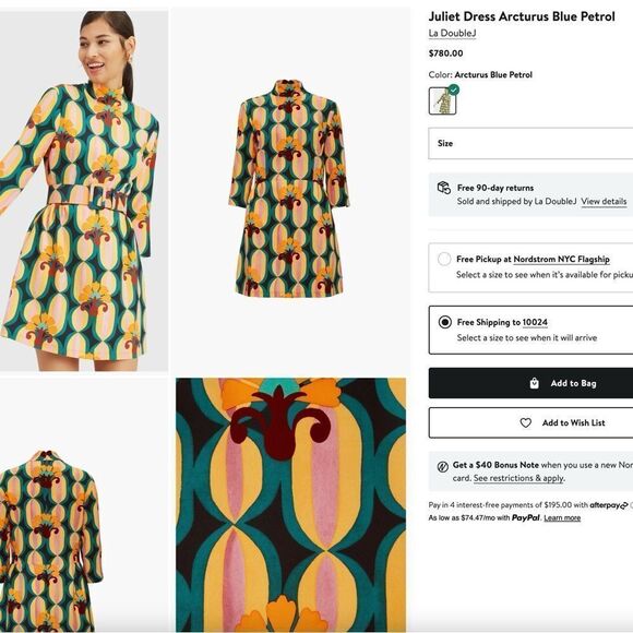 NWT La DoubleJ Juliet Dress in Arcturus Blue Petrol, Size Small - Picture 2 of 5